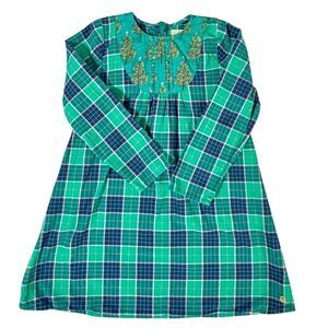 Pink Chicken Girls Christmas Tree Dress Size 8 Plaid Holiday Party